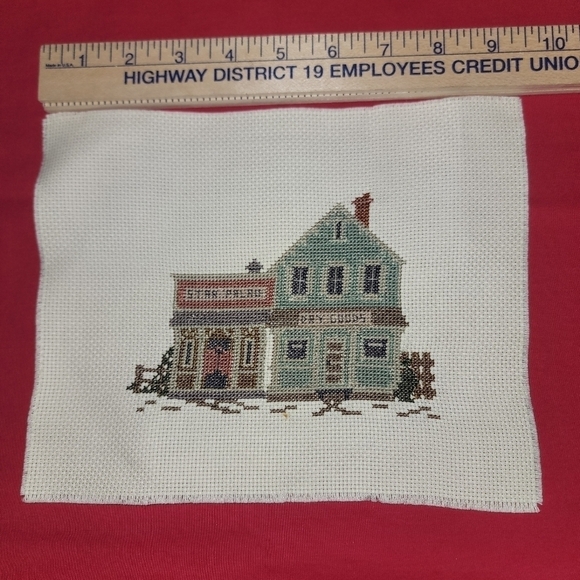 Cross-stitch village handmade. Just needs frame. - Picture 3 of 3
